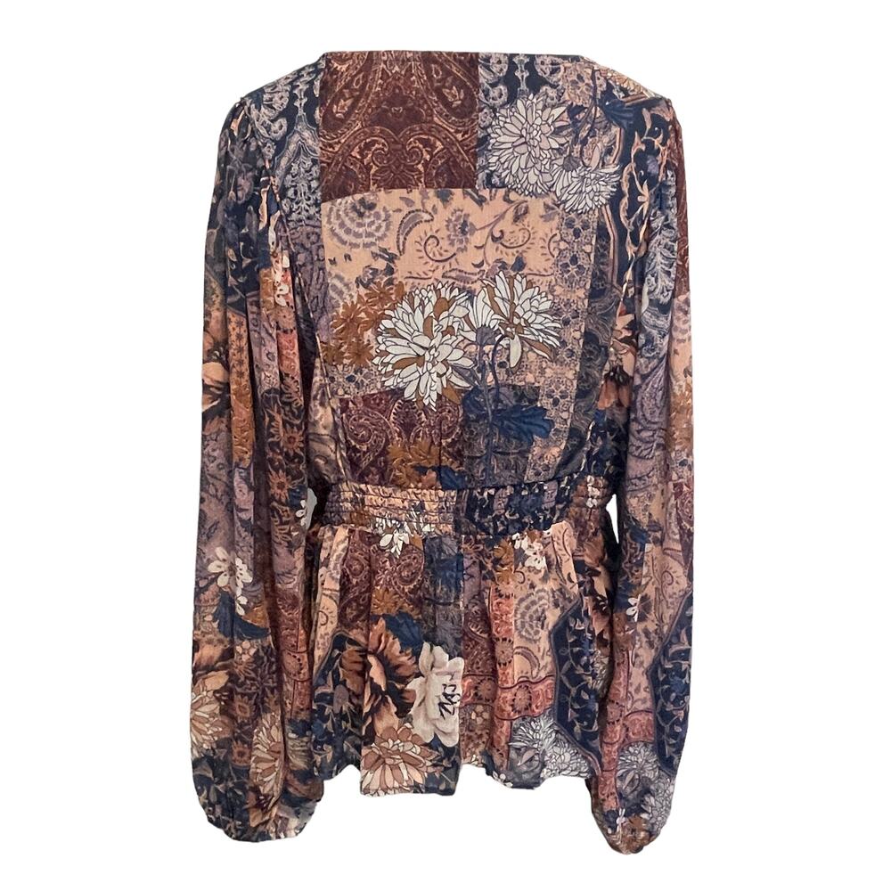 Maurices Patchwork Blouse Womens Medium Turquoise… - image 4